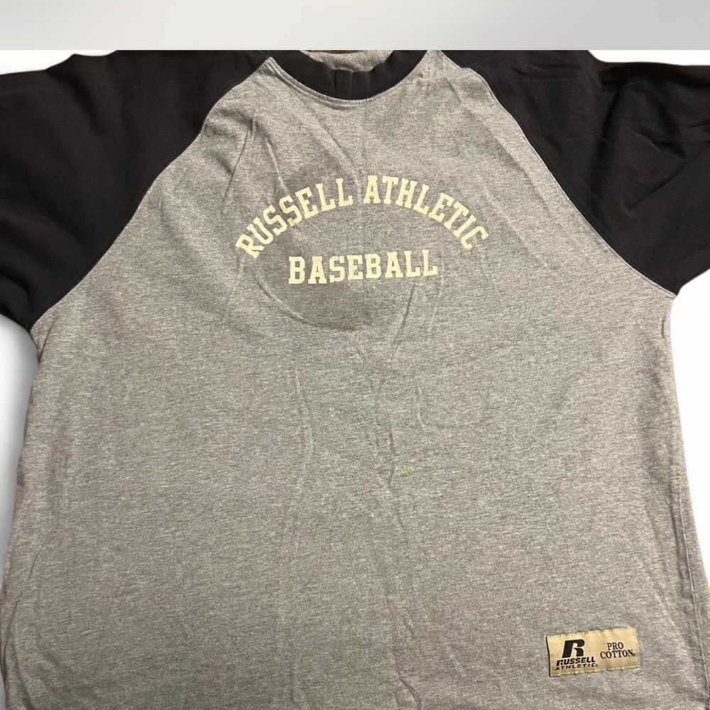 Russell Athletic Gray and Black Baseball Tee